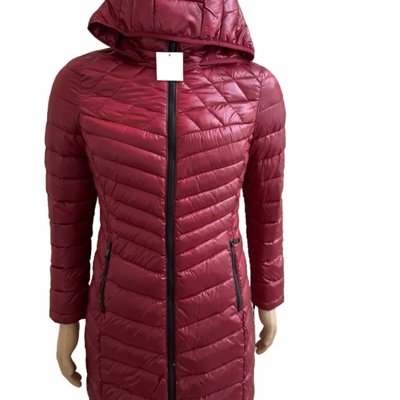 CK Calvin Klein Red Winter Parka Long Jacket Coat Down Blend Women’s Small $240 - Picture 1 of 9